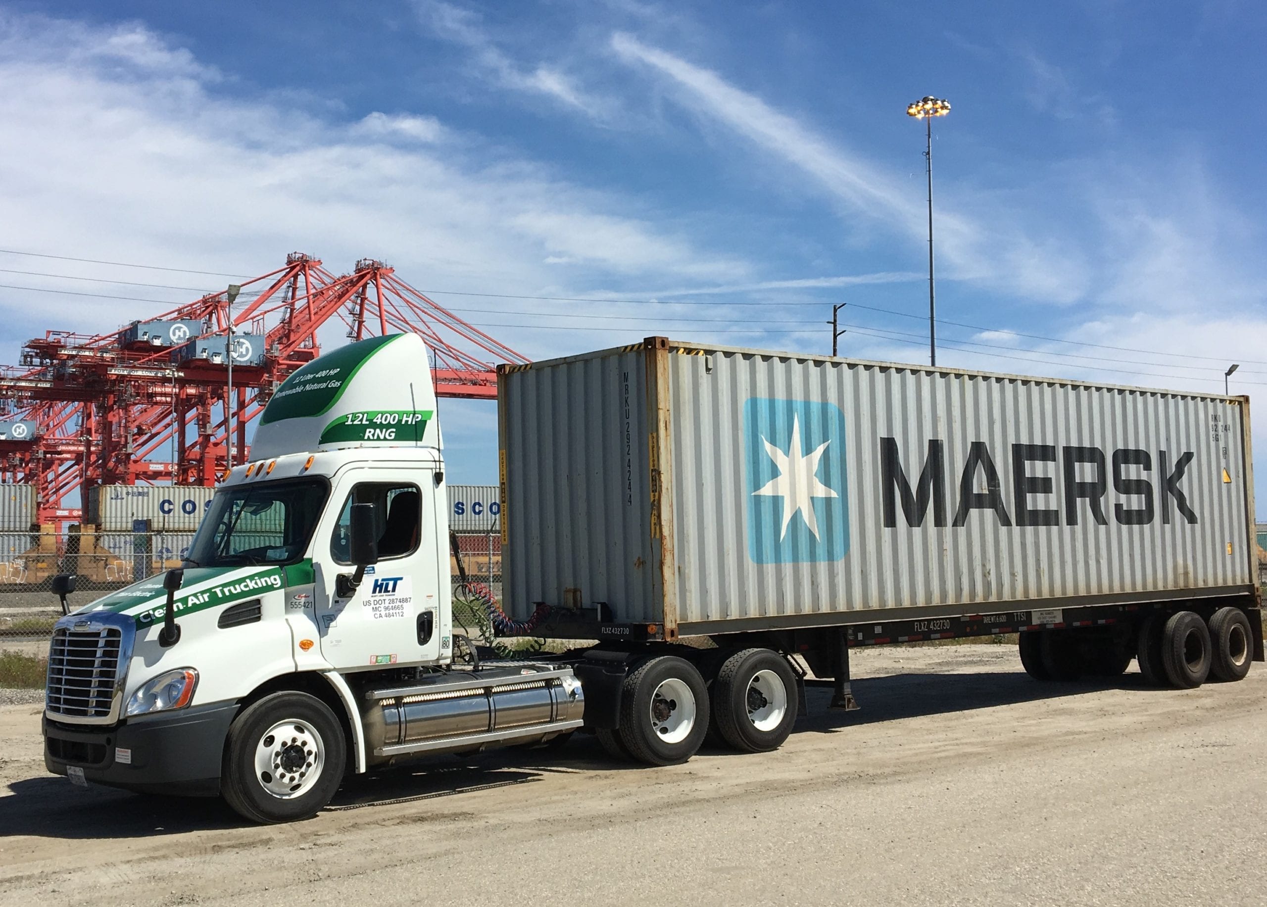 Near-zero emission truck in Ports of Long Beach and Los Angeles