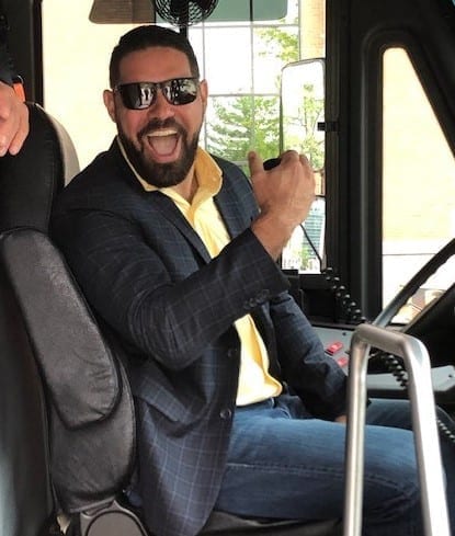 Sean is excited about the electric school bus