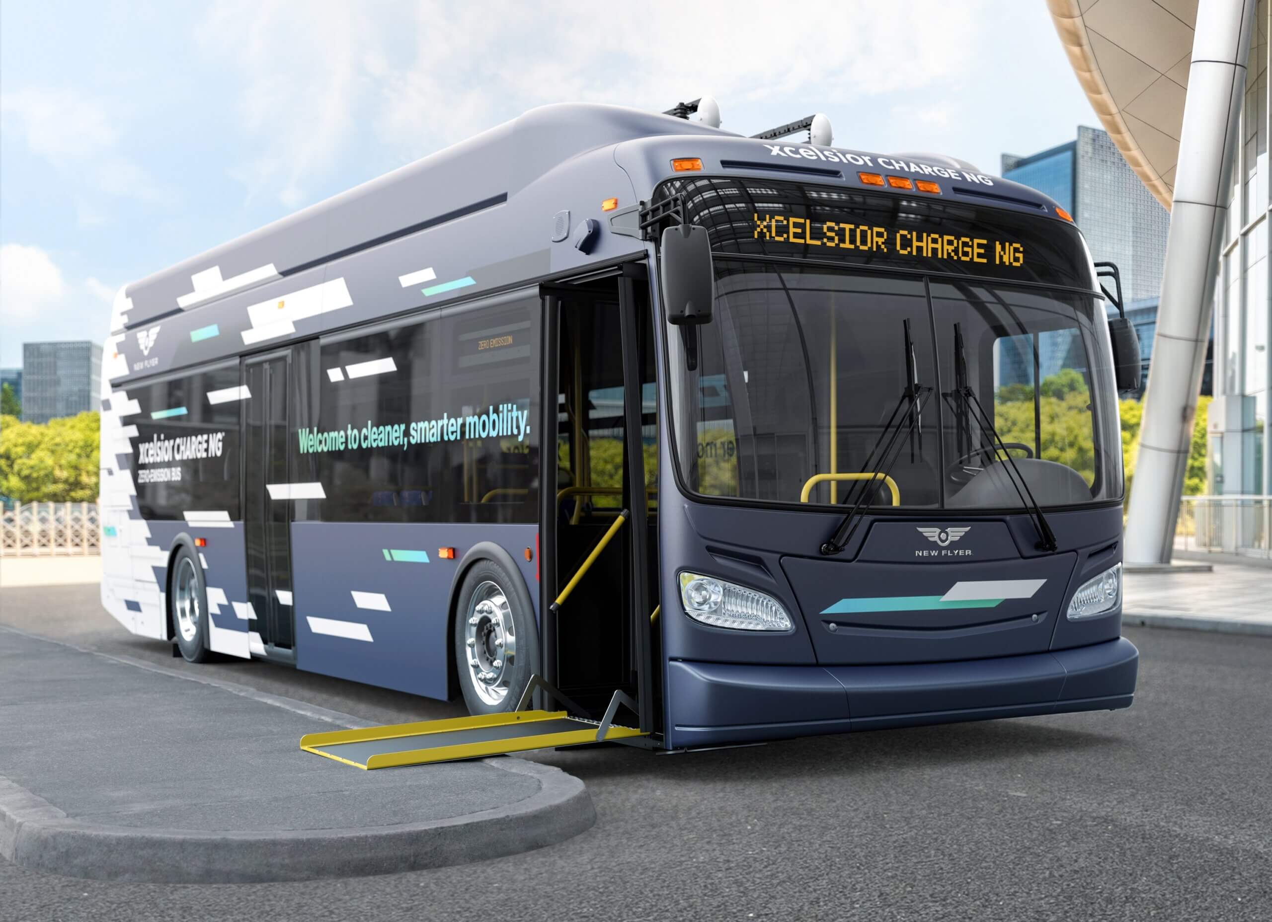 dark blue battery electric transit bus