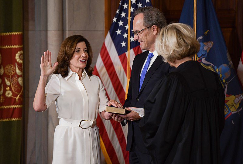 New York Governor Kathy Hochul being sworn into office