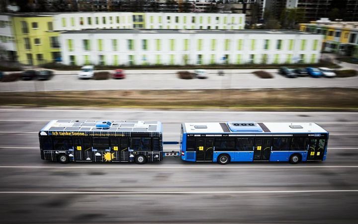 transit bus with solar panels
