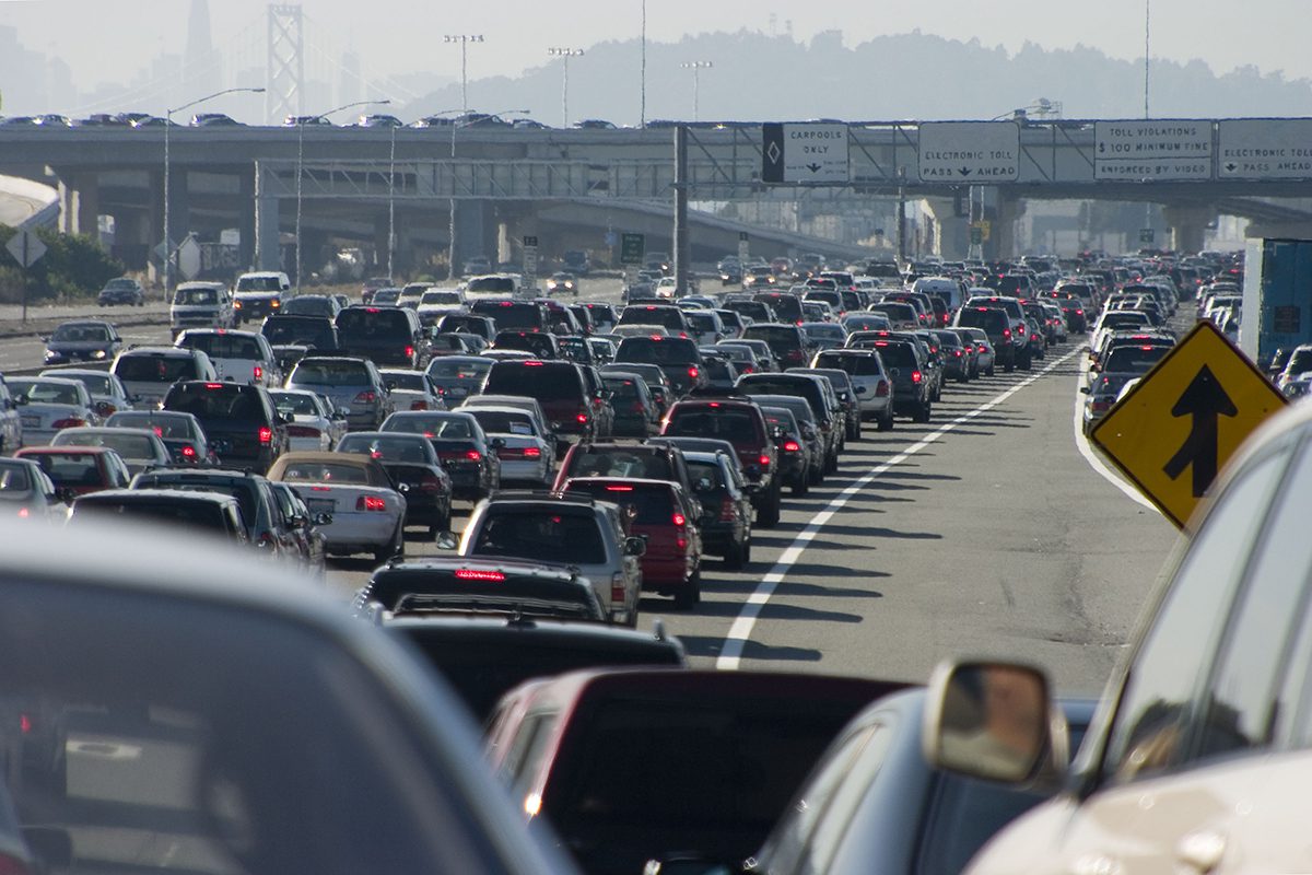 rush hour traffic on freeway